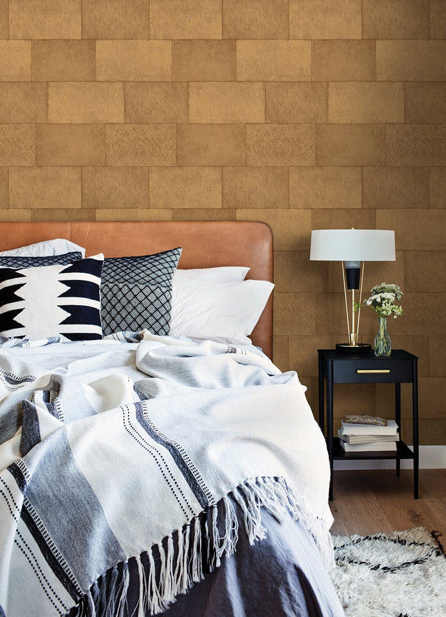 Lyell Brown Stone Textured Wallpaper with Farmhouse Stone Motif - Advantage 4082-382014