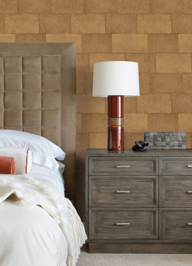Lyell Brown Stone Textured Wallpaper with Farmhouse Stone Motif - Advantage 4082-382014