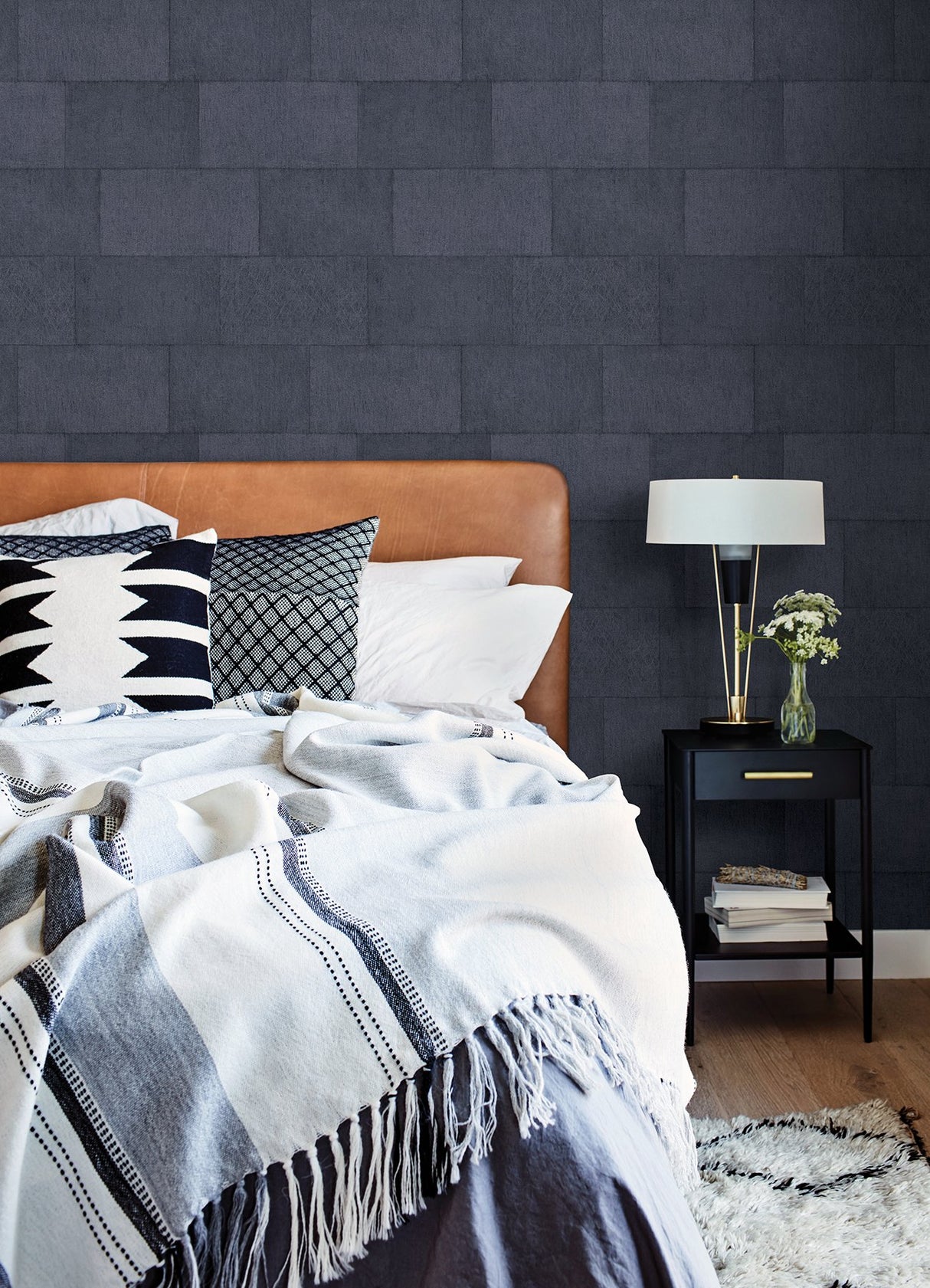 Lyell Dark Blue Stone Wallpaper with Textured Faux Stone Pattern - Advantage 4082-382015