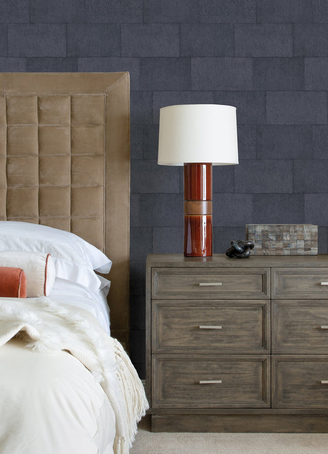 Lyell Dark Blue Stone Wallpaper with Textured Faux Stone Pattern - Advantage 4082-382015