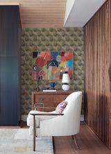 Muir Neutral Geo Wallpaper with Textured Geometric Tile Motif - Advantage 4082-382022