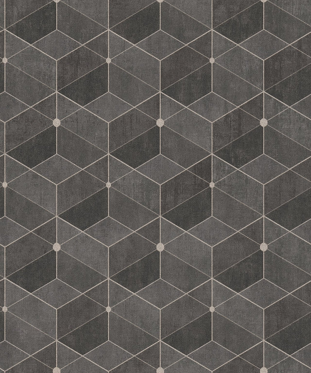 Muir Chocolate Geo Wallpaper with Textured Geometric Pattern - Advantage 4082-382024