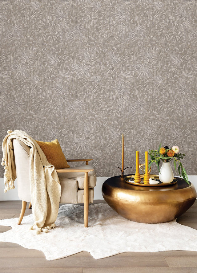 Agassiz Light Brown Burst Wallpaper with Textured Abstract Geometric Motif - Advantage 4082-382033