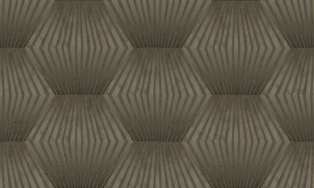 Lehnmann Coffee Geo Wallpaper with Metallic Textured Geometric Honeycomb - Advantage 4082-382042