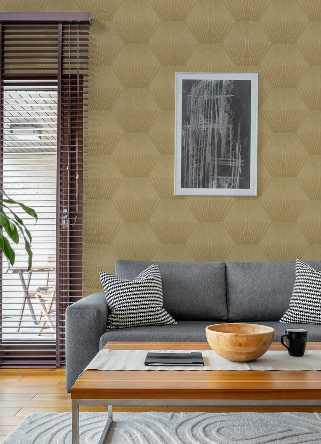 Lehnmann Gold Geo Wallpaper with Metallic Textured Geometric Pattern - Advantage 4082-382044