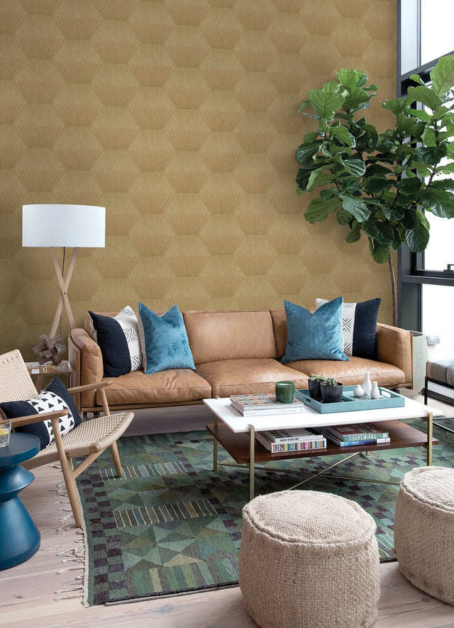 Lehnmann Gold Geo Wallpaper with Metallic Textured Geometric Pattern - Advantage 4082-382044