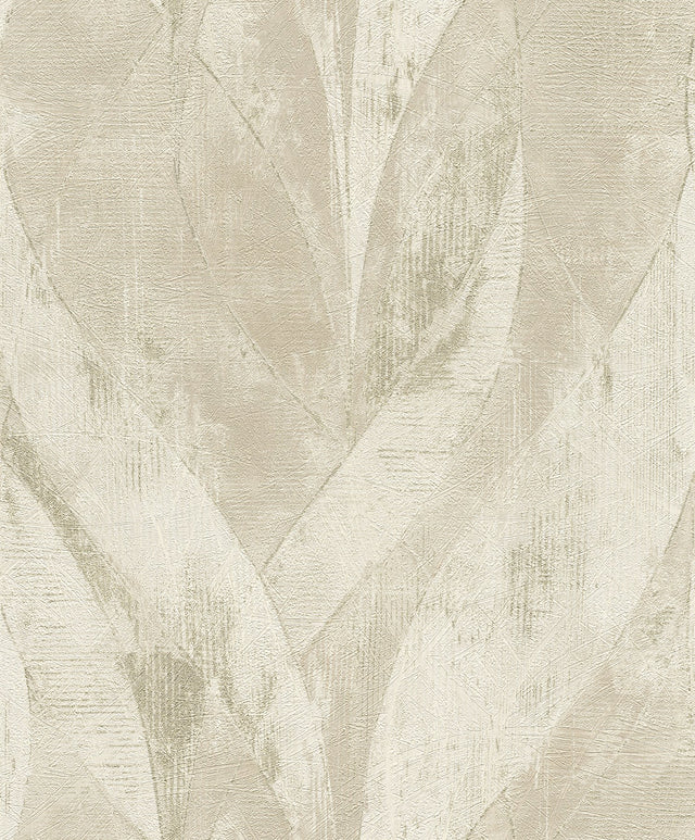 Blake Light Grey Leaf Wallpaper with Metallic Textured Botanical Motif - Advantage 4096-520033