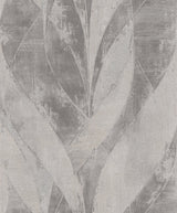Blake Sterling Leaf Wallpaper with Metallic Textured Botanical Geometric Motif - Advantage 4096-520040