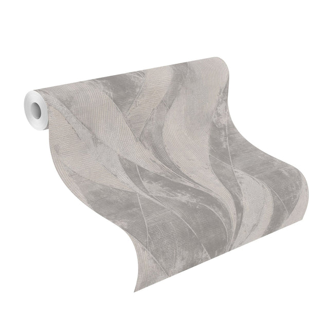 Blake Sterling Leaf Wallpaper with Metallic Textured Botanical Geometric Motif - Advantage 4096-520040