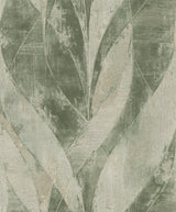 Blake Moss Leaf Green Textured Metallic Wallpaper with Botanical Geometric Pattern - Advantage 4096-520057