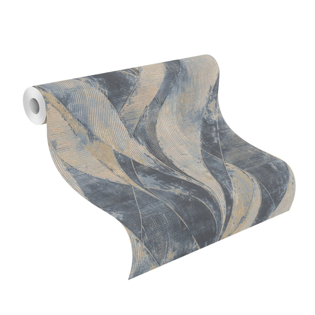 Blake Denim Leaf Wallpaper with Modern Botanical Geometric Motif - Advantage 4096-520064