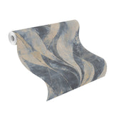 Blake Denim Leaf Wallpaper with Modern Botanical Geometric Motif - Advantage 4096-520064