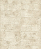 Clay Bone Stone Wallpaper with Textured Antique White Brick Pattern, Farmhouse Non Woven - Advantage 4096-520132