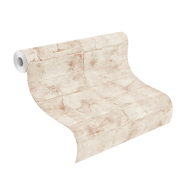Clay Rust Stone Wallpaper with Textured Non Woven Farmhouse Graphic Stone Pattern - Advantage 4096-520149