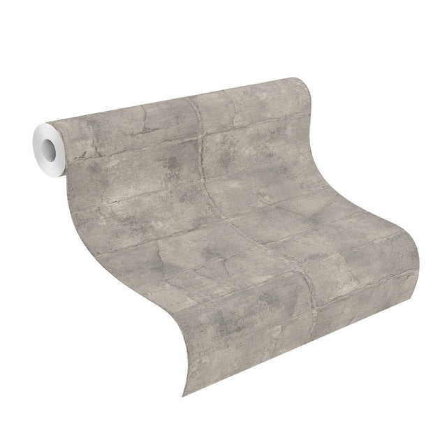 Clay Grey Stone Textured Wallpaper with Stone Graphic Motif - Advantage 4096-520156