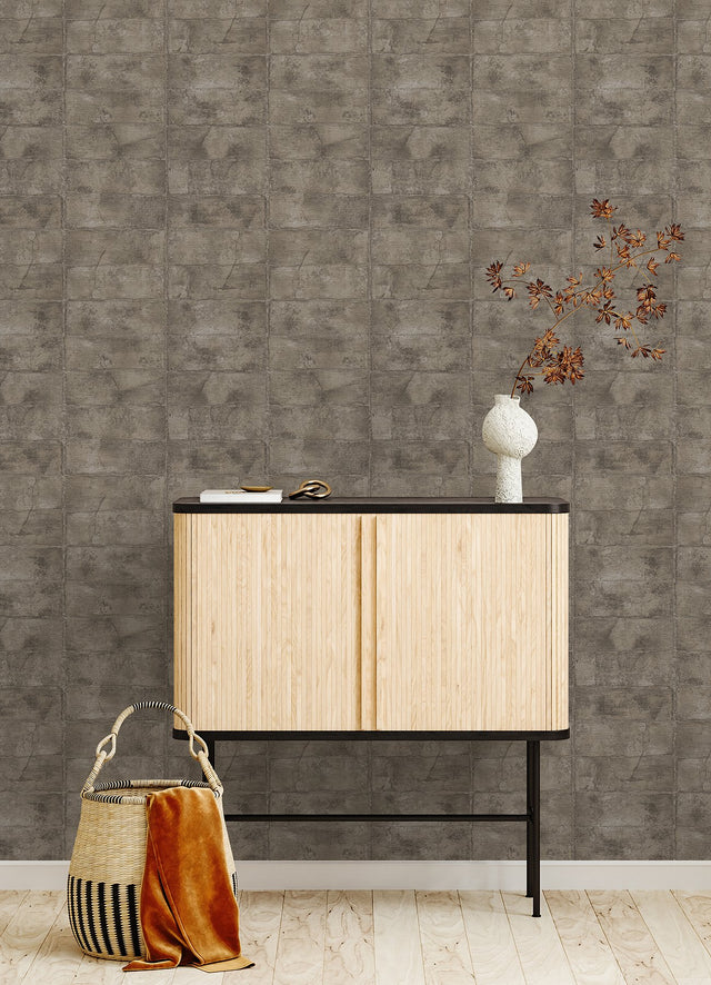 Clay Dark Grey Stone Wallpaper with Textured Stone Motif - Advantage 4096-520163