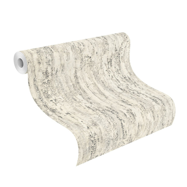 Colm Charcoal Birch Wallpaper with Modern Abstract Botanical Birch Bark Motif - Advantage 4096-554045