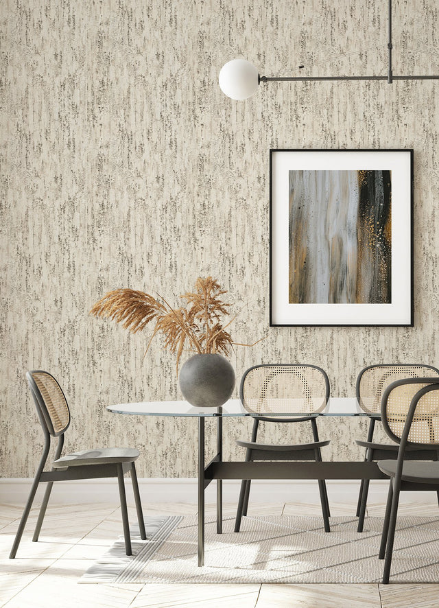 Colm Beige Birch Wallpaper with Modern Botanical Abstract Motif - Advantage 4096-554052