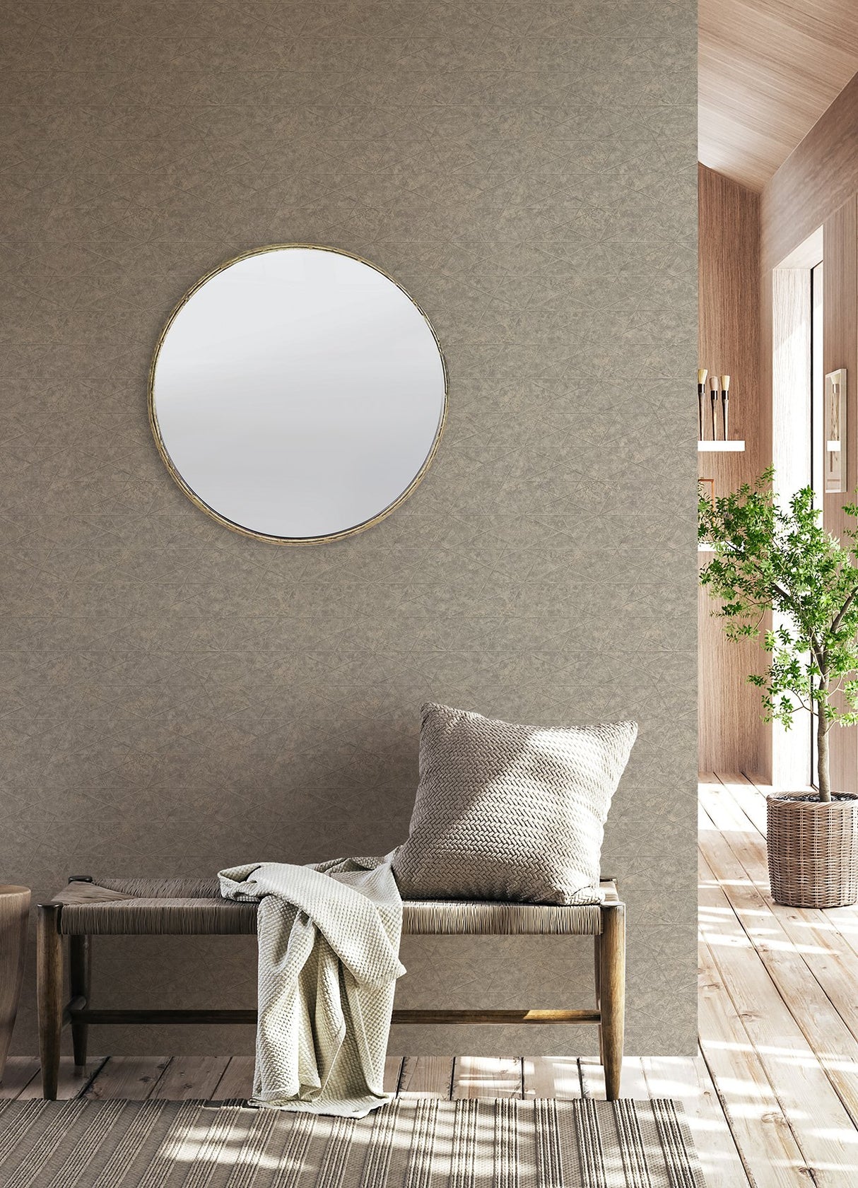Seth Grey Triangle Wallpaper with Textured Geometric Pattern - Advantage 4096-554342