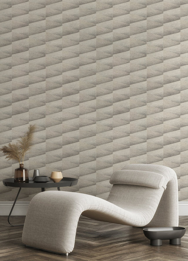 Shae Sterling Geo Grey Wallpaper with Textured Geometric Pattern - Advantage 4096-554618