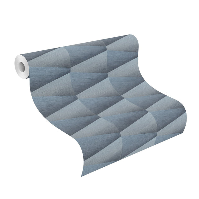 Shae Indigo Geo Wallpaper with Textured Geometric Pattern - Advantage 4096-554656