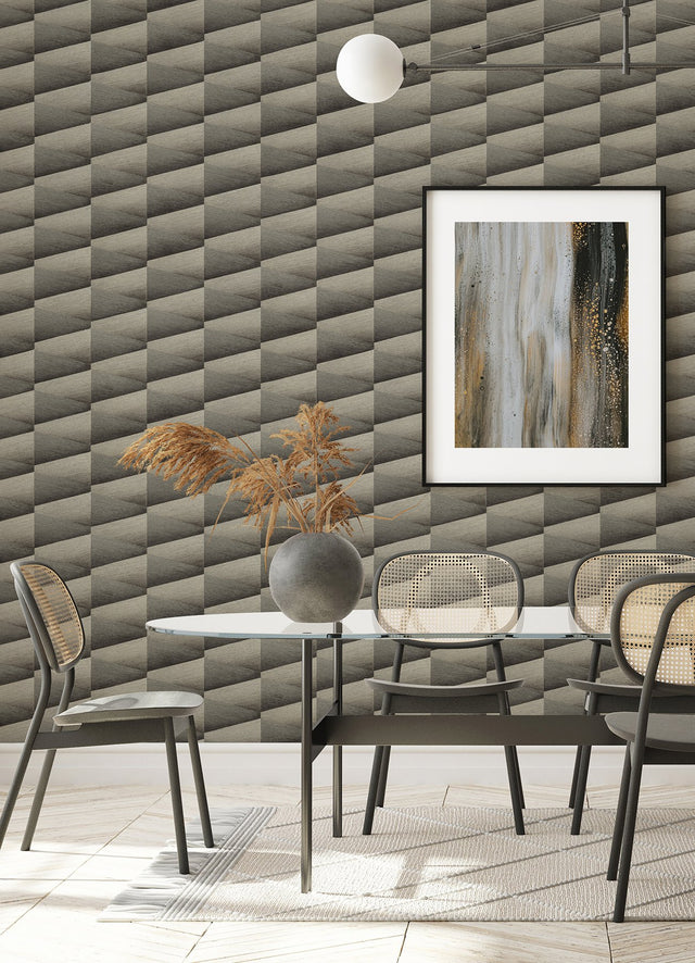 Shae Dark Grey Geo Wallpaper with Modern Geometric Textured Pattern - Advantage 4096-554663