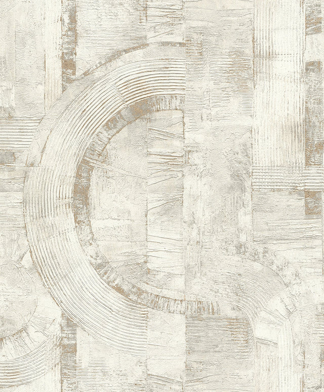 Abe Bone Geo Wallpaper with Metallic Textured Geometric Pattern - Advantage 4096-554748