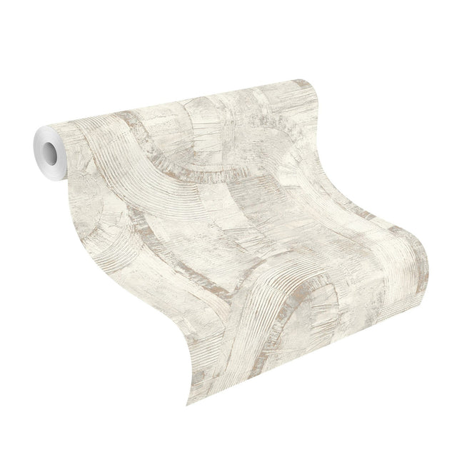 Abe Bone Geo Wallpaper with Metallic Textured Geometric Pattern - Advantage 4096-554748