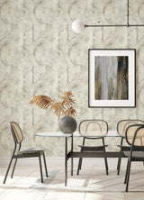 Abe Bone Geo Wallpaper with Metallic Textured Geometric Pattern - Advantage 4096-554748SAM
