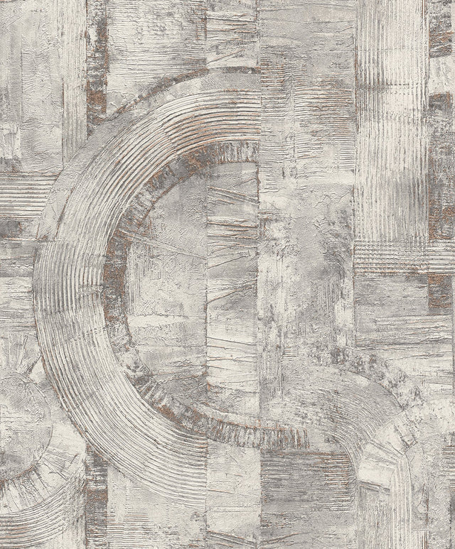 Abe Light Grey Geo Wallpaper with Industrial Geometric Textured Pattern - Advantage 4096-554779
