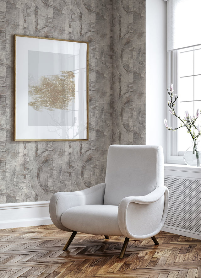 Abe Light Grey Geo Wallpaper with Industrial Geometric Textured Pattern - Advantage 4096-554779