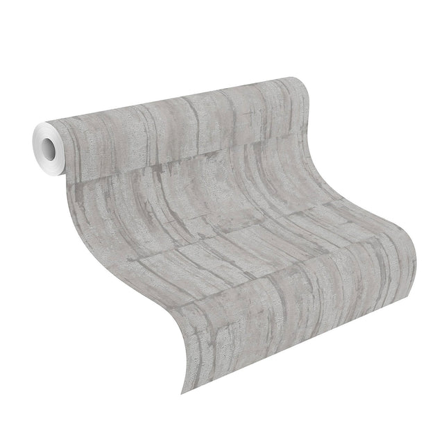 Buck Silver Horizontal Wallpaper with Distressed Textures Industrial Abstract Pattern - Advantage 4096-560312