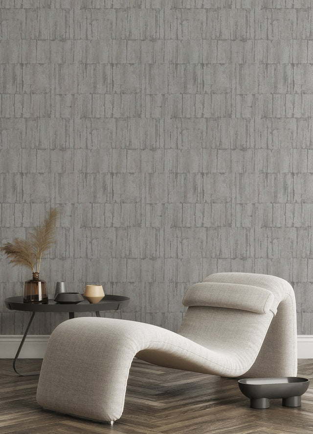 Buck Silver Horizontal Wallpaper with Distressed Textures Industrial Abstract Pattern - Advantage 4096-560312