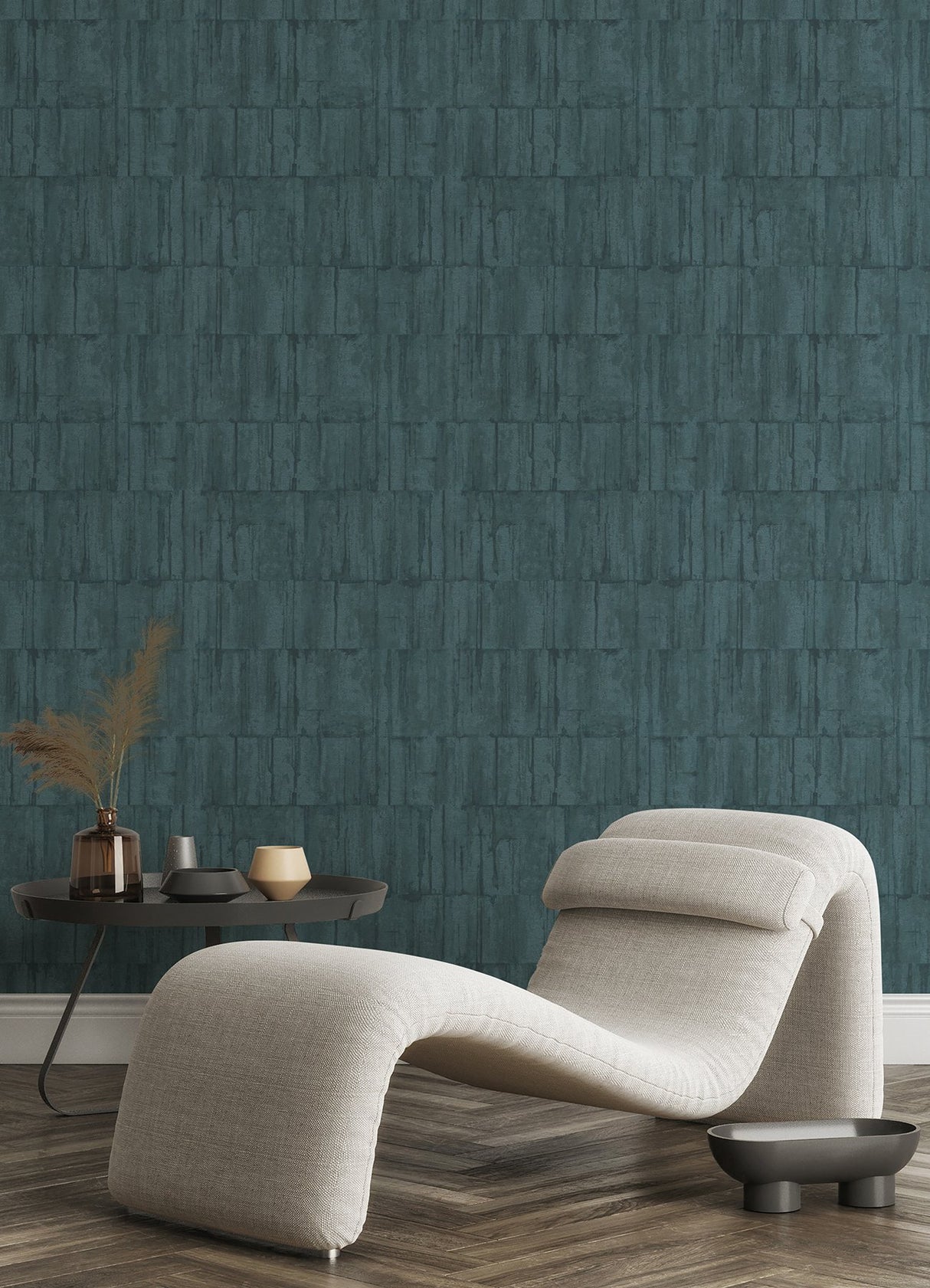Buck Teal Horizontal Wallpaper with Distressed Textures Industrial Motif - Advantage 4096-560336