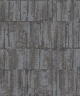 Buck Black Horizontal Wallpaper with Distressed Textures Industrial Pattern - Brewster 4096-560343