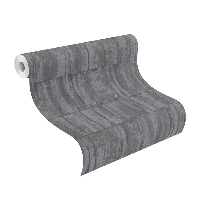 Buck Black Horizontal Wallpaper with Distressed Textures Industrial Pattern - Brewster 4096-560343