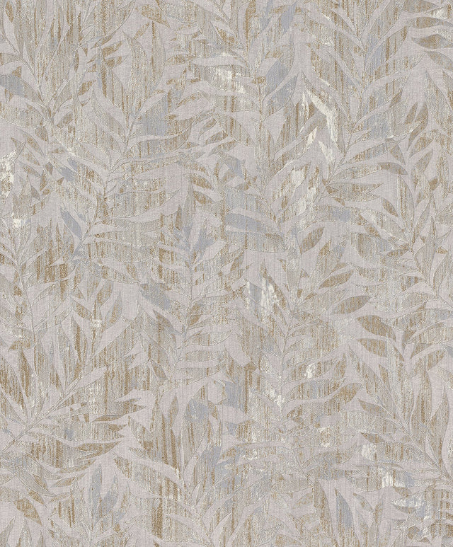 Beck Metallic Leaf Grey Metallic Botanical Modern Non Woven Wallpaper - Advantage 4096-561265
