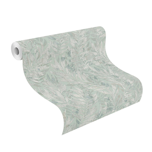 Beck Green Leaf Wallpaper with Metallic Textured Palm Leaf Pattern - Advantage 4096-561272