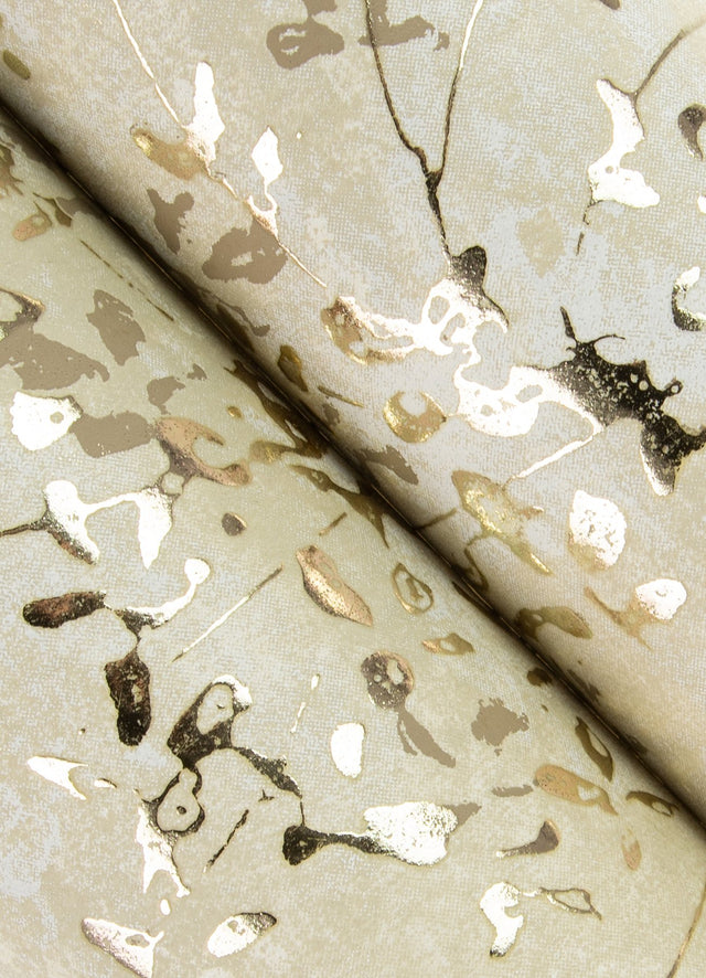 Arian Gold Inkburst Wallpaper with Glam Abstract Metallic Motif - Brewster 4105-86430