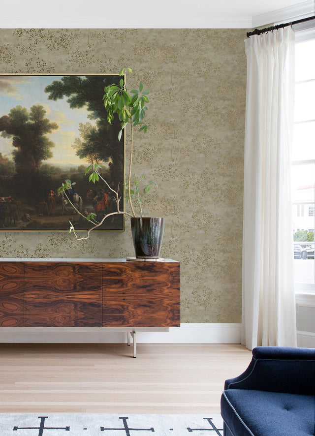 Arian Gold Inkburst Wallpaper with Glam Abstract Metallic Motif - Brewster 4105-86430
