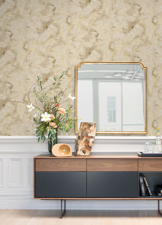 Silenus Gold Marbled Wallpaper with Metallic Abstract Glam Pattern - A-Street Prints 4105-86601