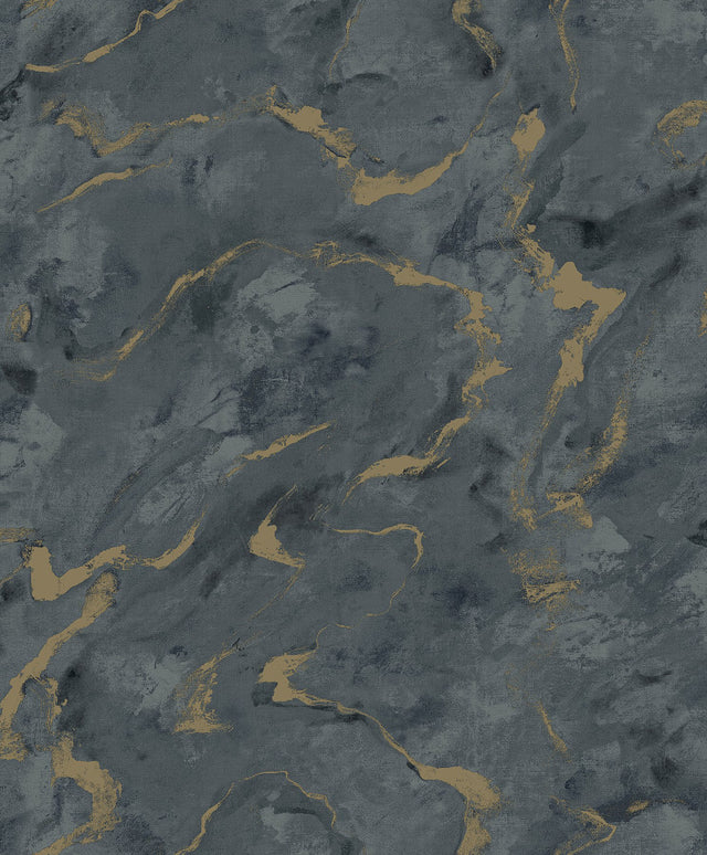 Silenus Denim Marbled Wallpaper with Metallic Gold Veining - A-Street Prints 4105-86603