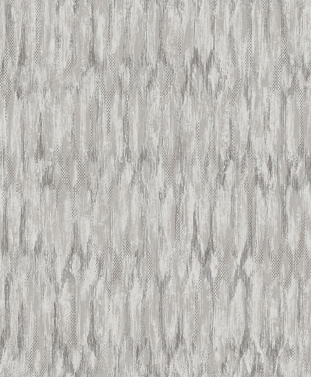Kintana Silver Abstract Trellis Wallpaper with Metallic Raised Ink Ogee Pattern - A-Street Prints 4105-86605