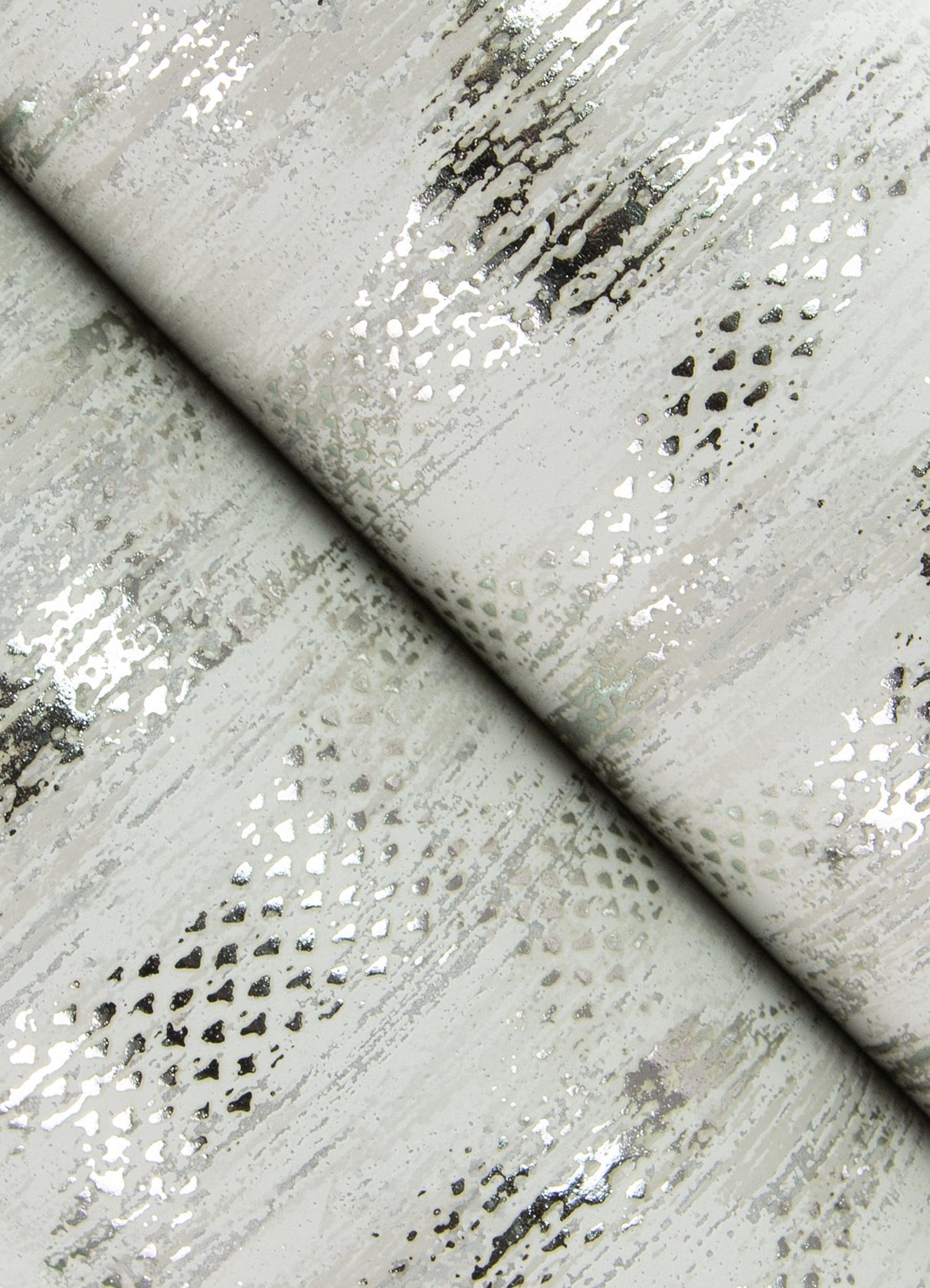Kintana Silver Abstract Trellis Wallpaper with Metallic Raised Ink Ogee Pattern - A-Street Prints 4105-86605