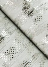 Kintana Silver Abstract Trellis Wallpaper with Metallic Raised Ink Ogee Pattern - A-Street Prints 4105-86605