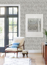 Kintana Silver Abstract Trellis Wallpaper with Metallic Raised Ink Ogee Pattern - A-Street Prints 4105-86605