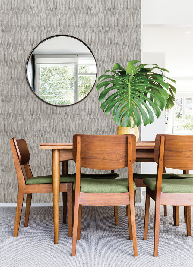 Kintana Silver Abstract Trellis Wallpaper with Metallic Raised Ink Ogee Pattern - A-Street Prints 4105-86605