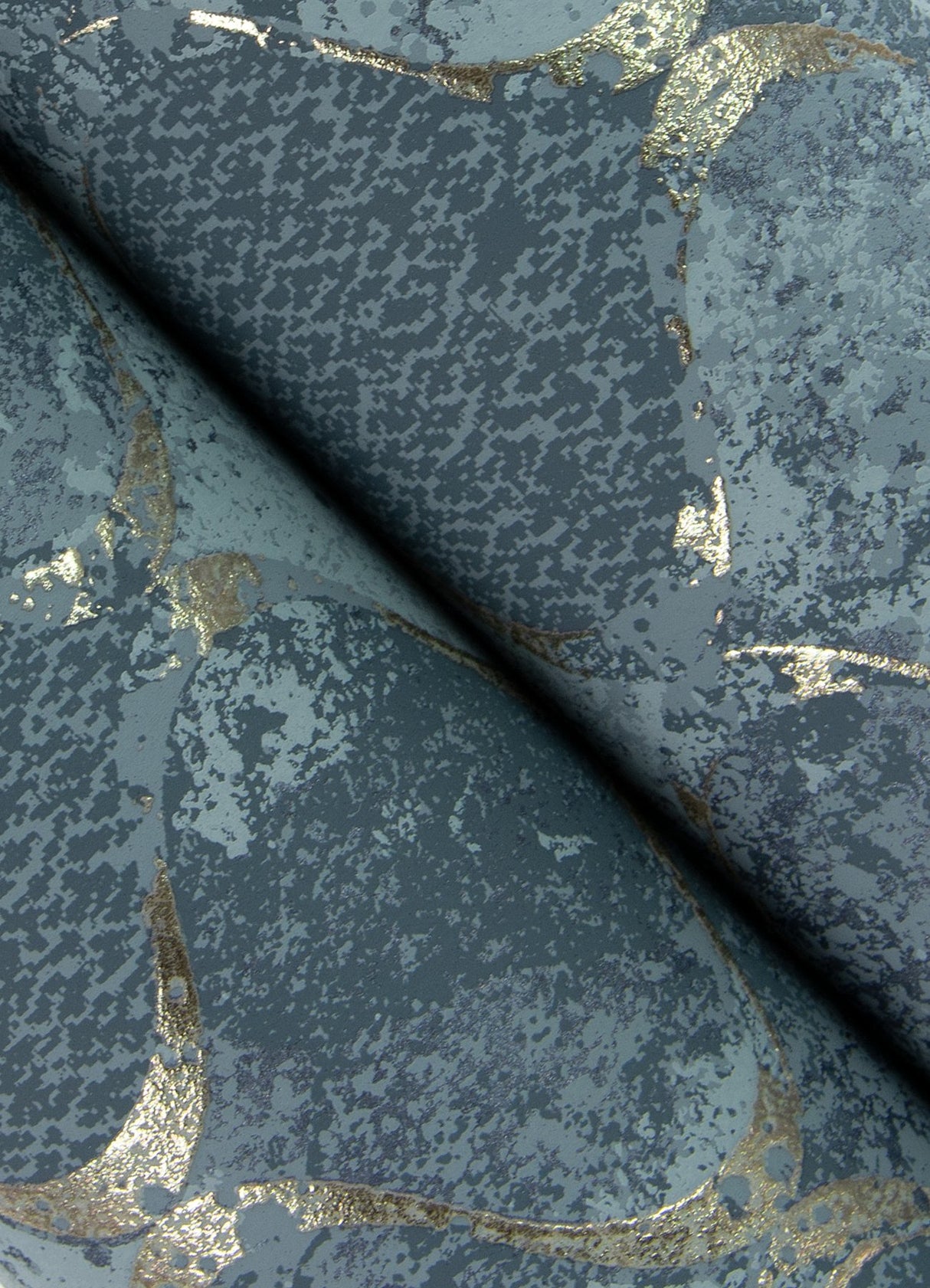 Pilak Blue Ogee Tile Wallpaper with Metallic Geometric Ogee Pattern - A-Street Prints 4105-86607
