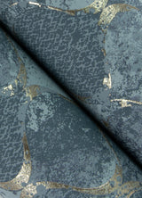 Pilak Blue Ogee Tile Wallpaper with Metallic Geometric Ogee Pattern - A-Street Prints 4105-86607