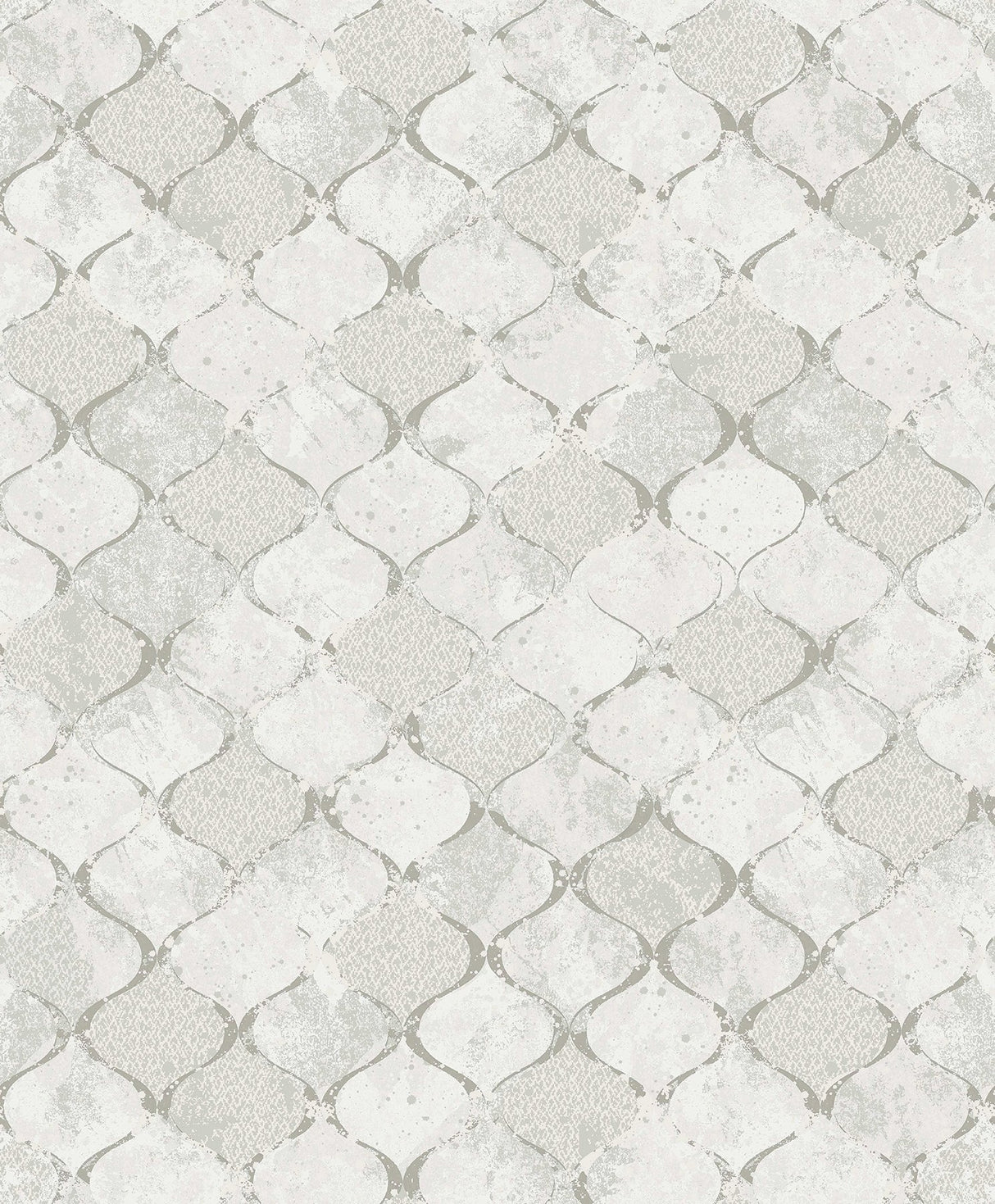 Pilak Silver Ogee Tile Wallpaper with Metallic Geometric Kitchen & Bath Style - A-Street Prints 4105-86608